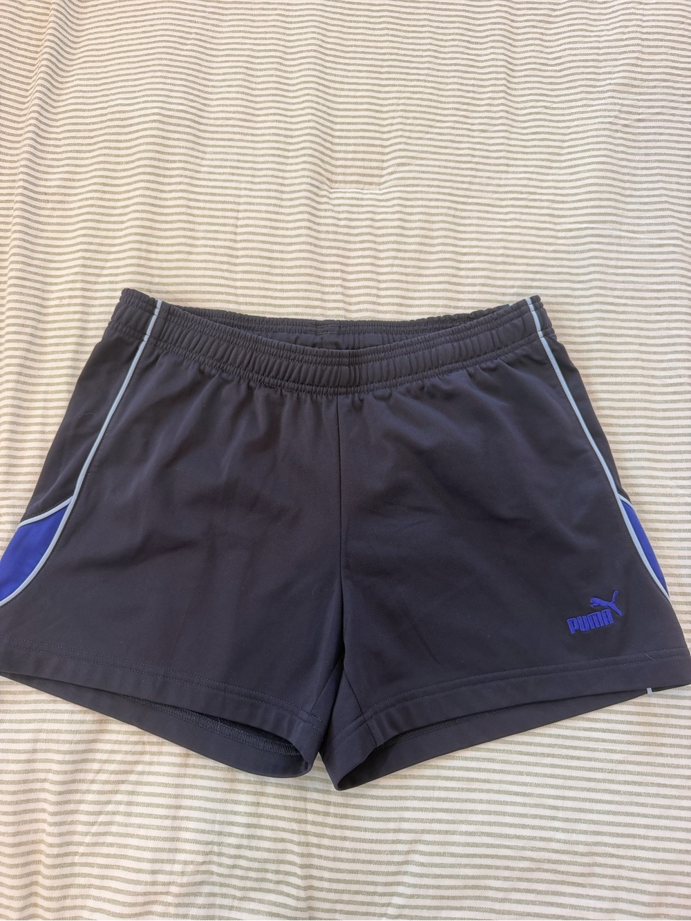 Puma Black Athletic Shorts with Blue Accents